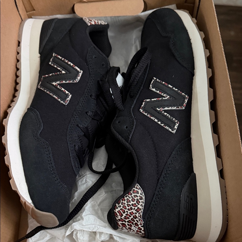 New Balance Women's Black Sneakers with Leopard Accents